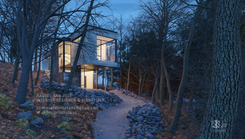 3D basado en la casa Val des Monts Cottage de  Christopher Simmonds Architects en Canadá 3