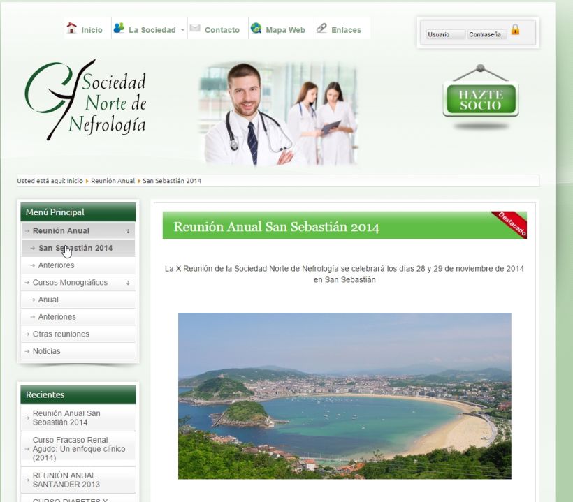 Sitio web de una sociedad de nefrología -1
