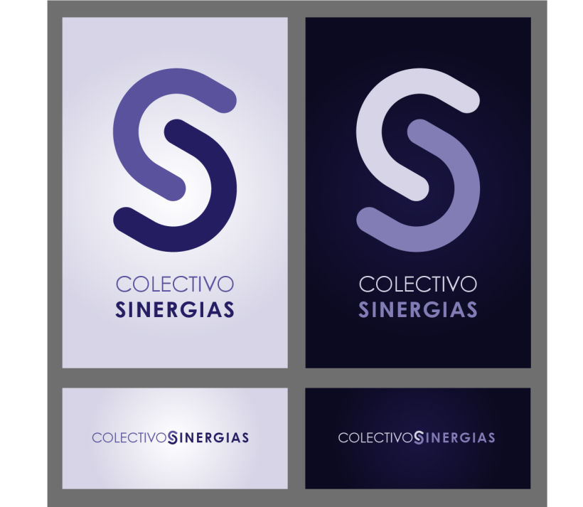 Colectivo Sinergias, logotipo para una asociación dedicada a la formación. 2 letras C forman con su negativo una S (lo que es una sinergia) a la vez son 2 manos que se agarran. Colores azules adecuados al mundo profesional. 0
