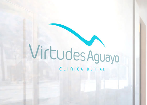 Diseño de Logotipo para Virtudes Aguayo, una clínica dental granadina: el icono es una abstracción de la “VA”, aprovechando que las iniciales tienen casi la misma forma pero en sentido contrario. El trazo representa además el perfil de un sillón dental. 1