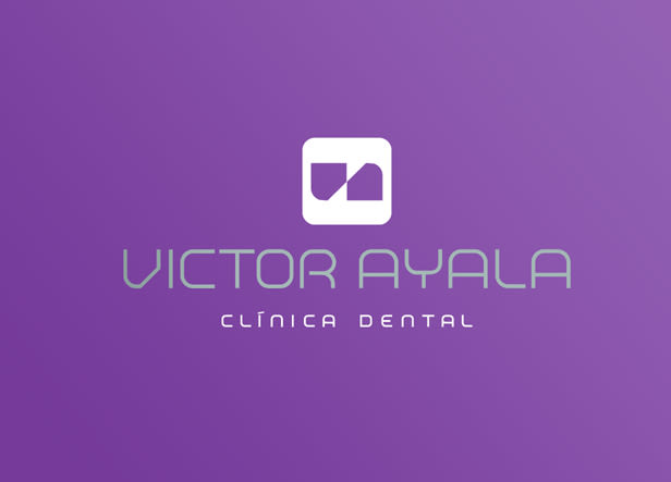 Diseño de logotipo para Victor Ayala, una clínica dental ubicada en México D.F. El logotipo representa de una forma muy sutil una radiografía que contiene dos piezas dentales que además coinciden formalmente con las iniciales del nombre. -1