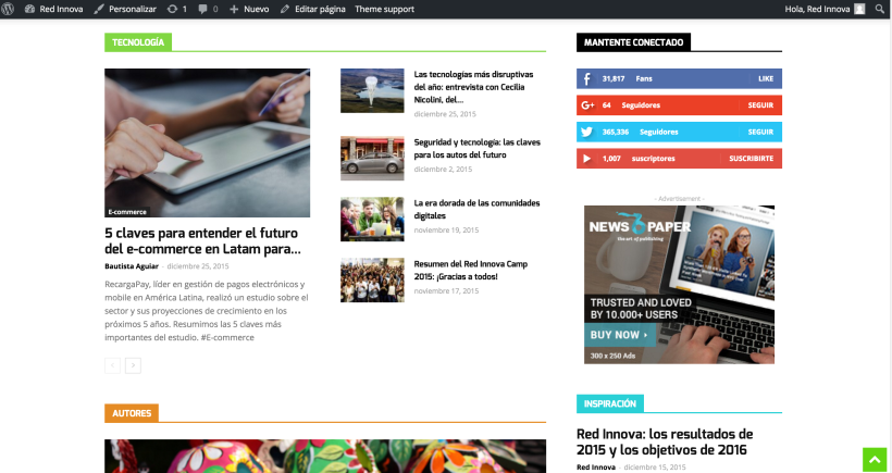 Wordpress para portal de noticias de tecnologia  1