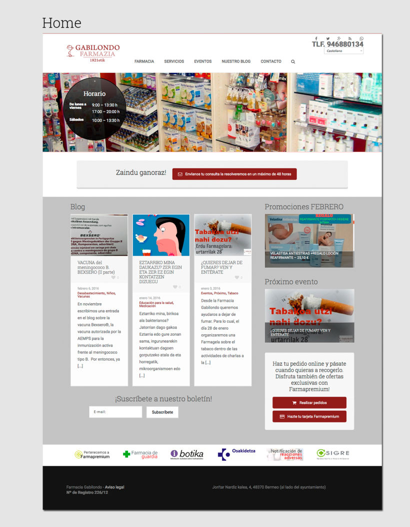 Diseño web: Farmacia Gabilondo 1