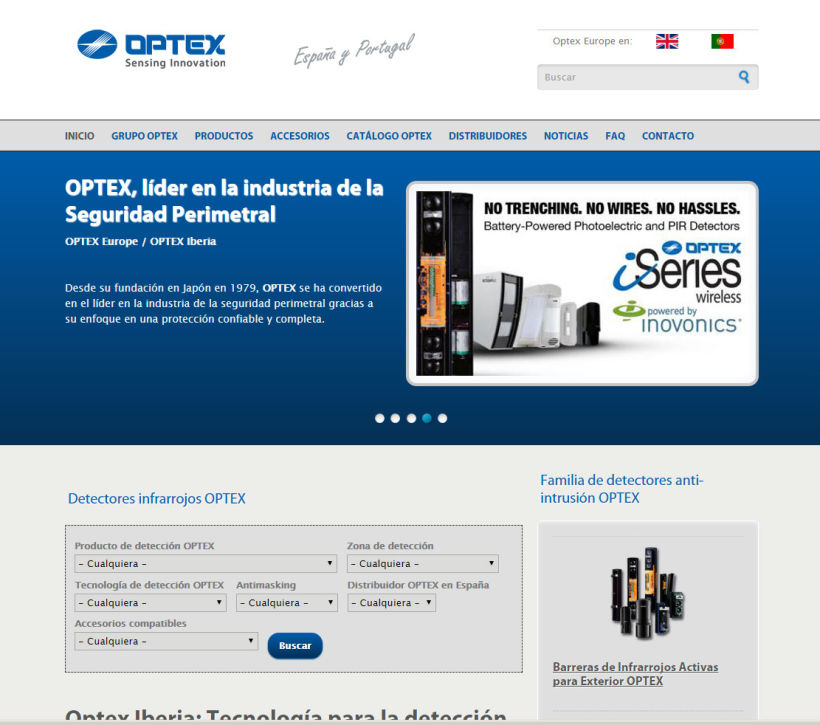 Sitio web de OPTEX IBERIA 0