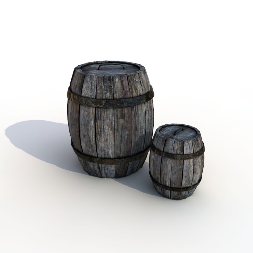 Barril de madera 3D 0