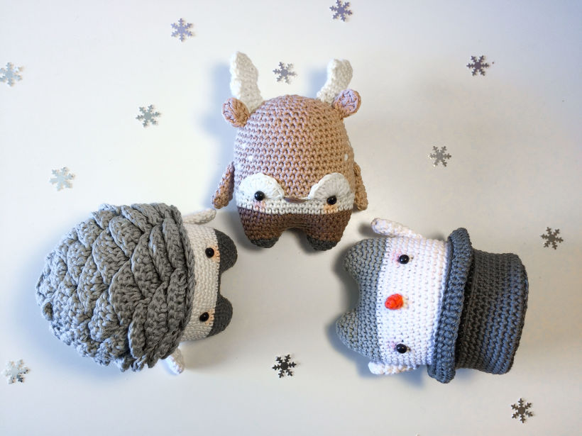 Nuevo Trío de muñecos crochet amigurumi Winter Series