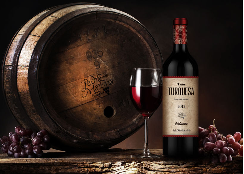 Wine Label Design: Viña Turquesa Crianza (Bodegas Pedro Moreno 1940) 3