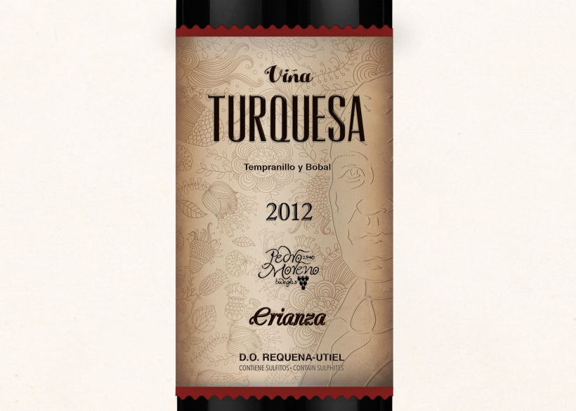 Wine Label Design: Viña Turquesa Crianza (Bodegas Pedro Moreno 1940) 5