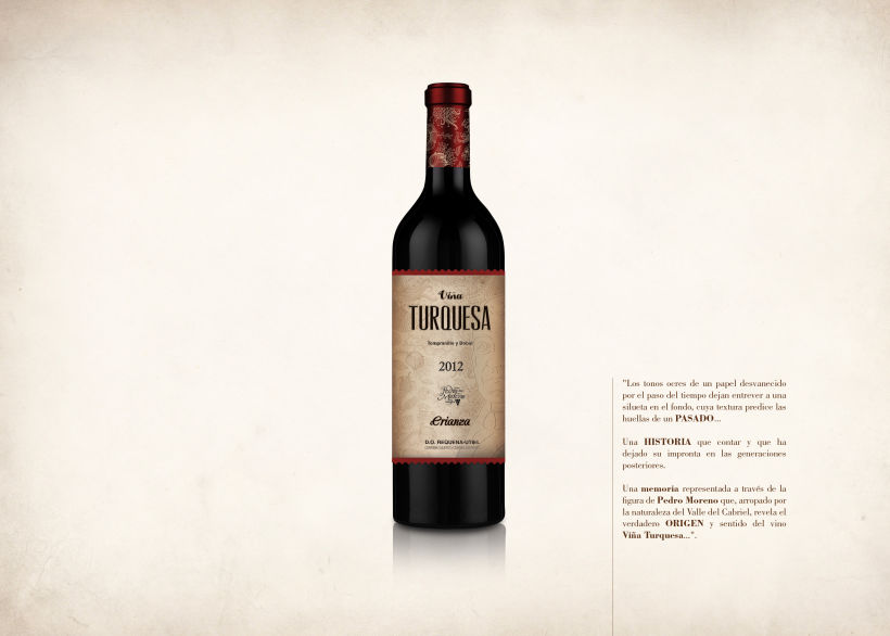 Wine Label Design: Viña Turquesa Crianza (Bodegas Pedro Moreno 1940) 7