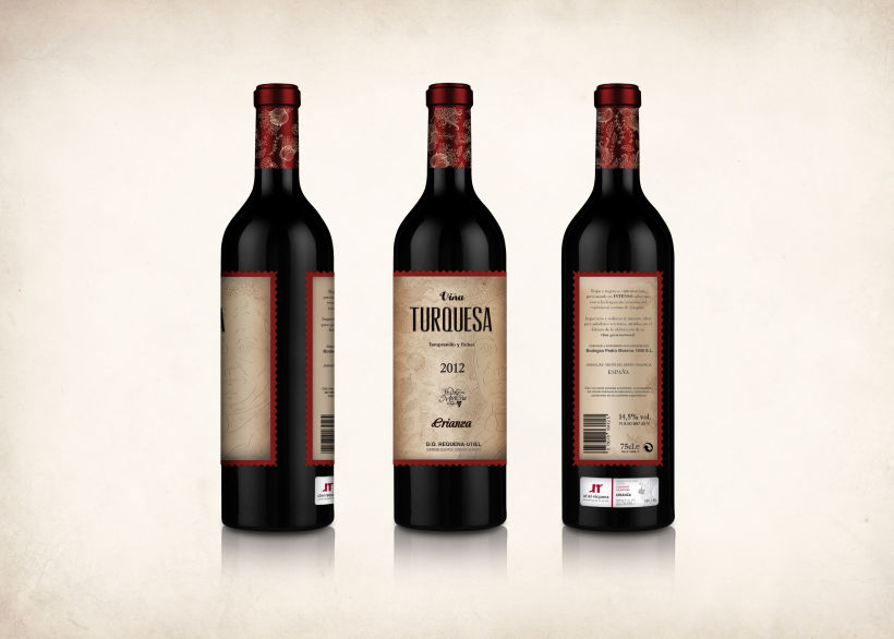 Wine Label Design: Viña Turquesa Crianza (Bodegas Pedro Moreno 1940) 12