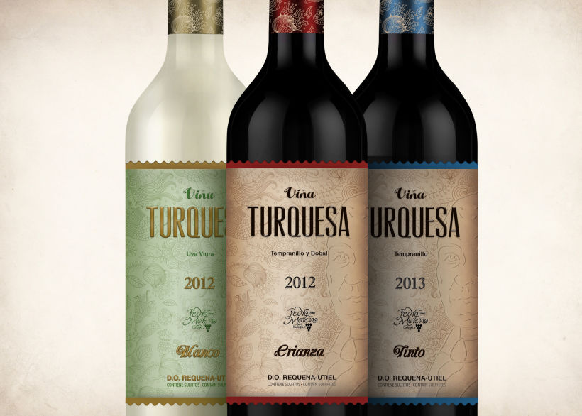 Wine Label Design: Viña Turquesa Crianza (Bodegas Pedro Moreno 1940) 20