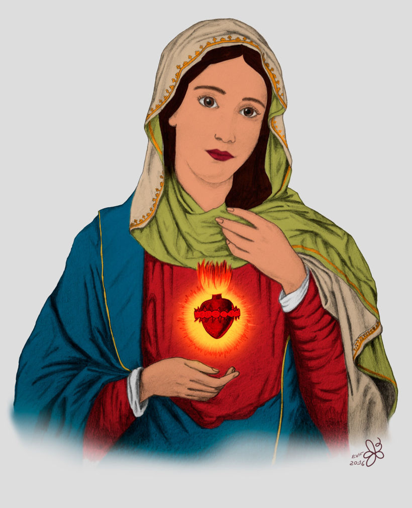 Virgen María (Rosa Mística): Del dibujo a lápiz a la ilustración digital 5