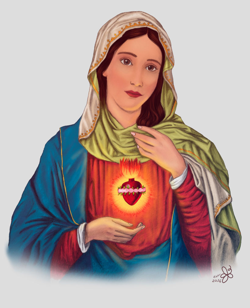 Virgen María (Rosa Mística): Del dibujo a lápiz a la ilustración digital 6