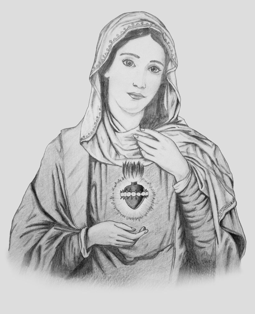 Virgen María (Rosa Mística): Del dibujo a lápiz a la ilustración digital 4