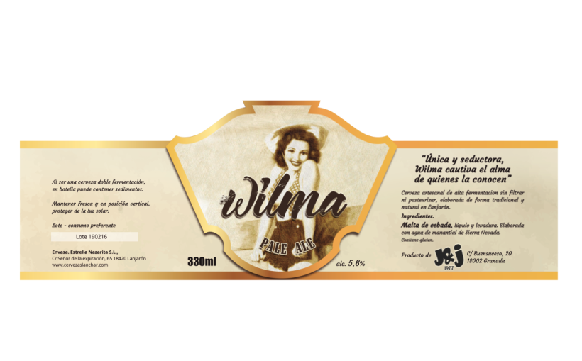 Cerveza Wilma. Diseño de etiqueta. 2º Premio Granada Beer Festival 3