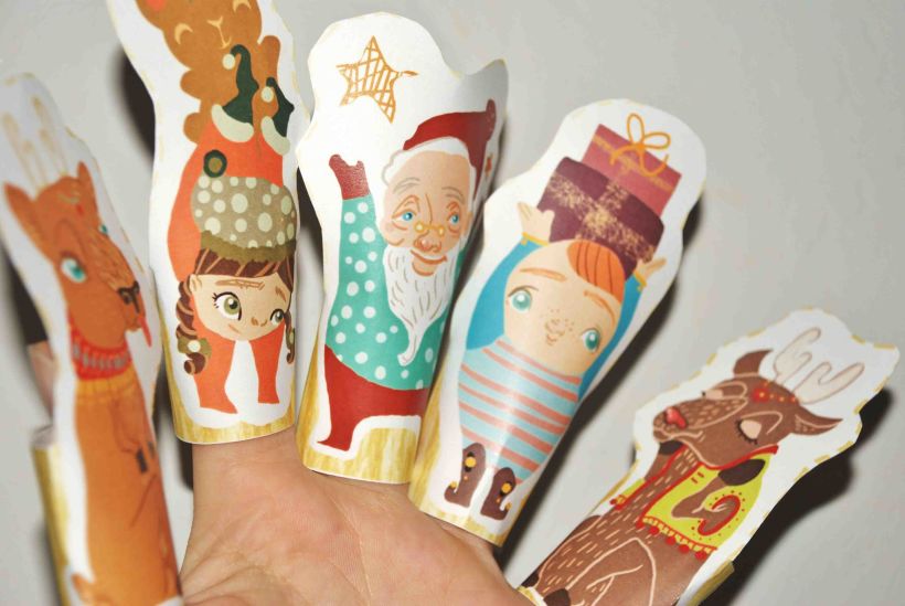 Christmas paper finger puppets 0