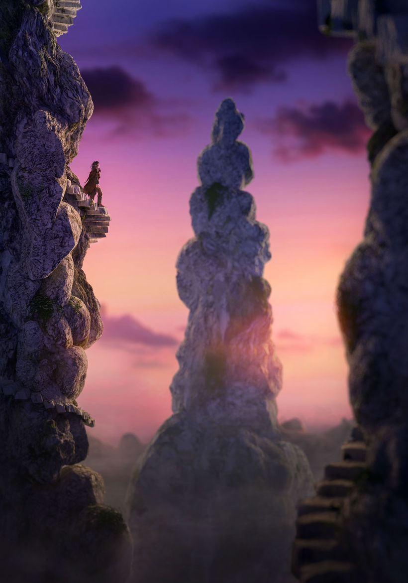 Blender Fantasy Landscape. From concept to final render -1