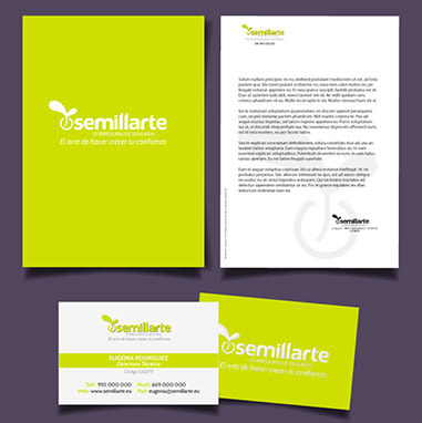 Logotipo y papelería corporativa de Semillarte  0