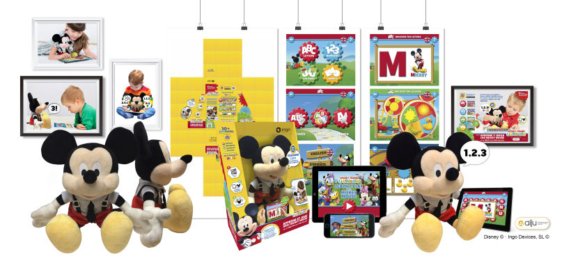 Aprede y Juega con Mickey Mouse + APP · Idea, creación, desarrollo, seguimiento y aprobación (Disney©) del producto, aplicación y packaging -1
