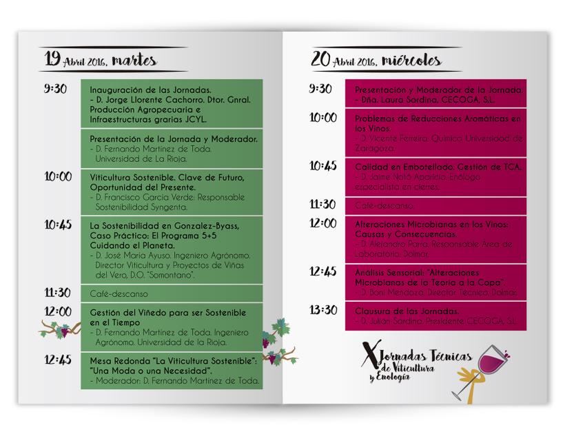 Cartelería + Programa de mano X Jornadas Técnicas de Viticultura y Enología · CECOGA S.A. · Valladolid 2