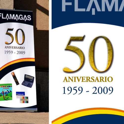 Logotipo y roll-up Aniversario Flamagas -1