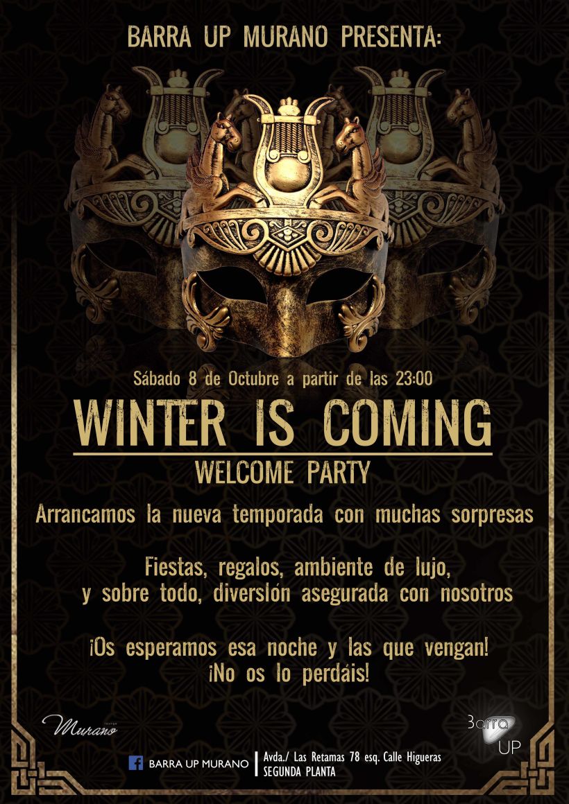 Cartel para fiesta de Nueva Temporada en Murano Alcorcon 0