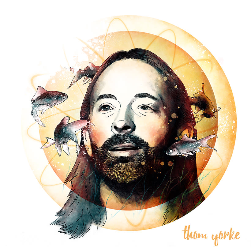Thom Yorke, retrato para mi curso "Retrato ilustrado con Photoshop" 0