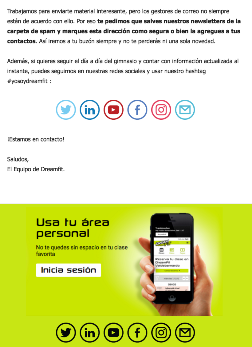 Diseño Campaña DreamFit - Email Marketing 0