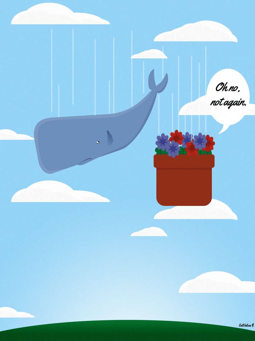Ilustración/animación de la ballena y las petunias 2