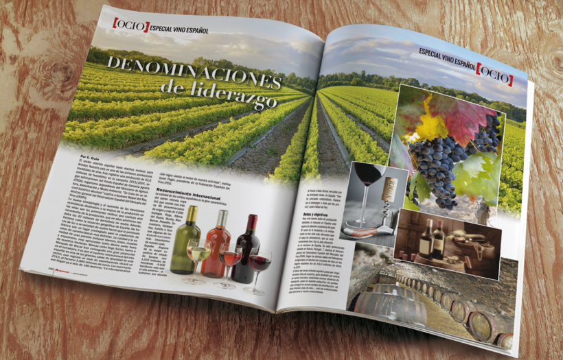 Reportaje sobre vinos en España. Diseño y maquetación.