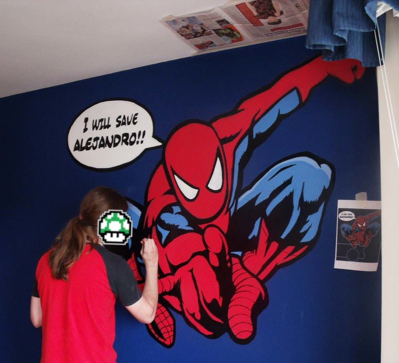 Spiderman. Mural habitación infantil. Aerosol+Acrilico. 4