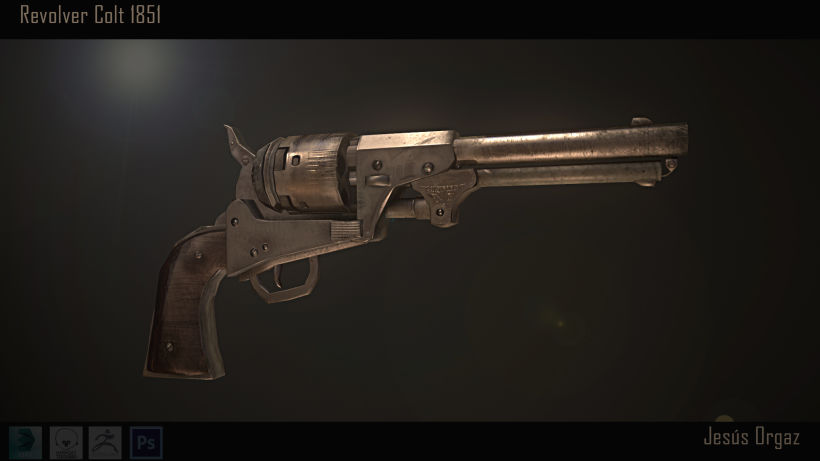 Revolver Colt 1851 Low poly 0