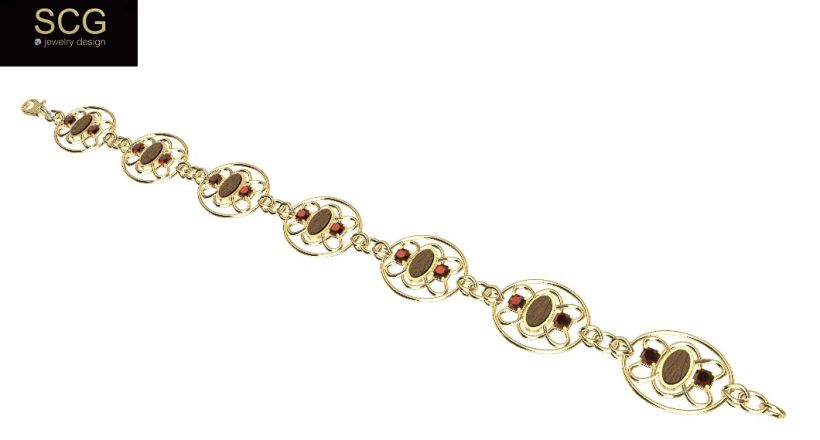 Special bracelet with wood and gems -1