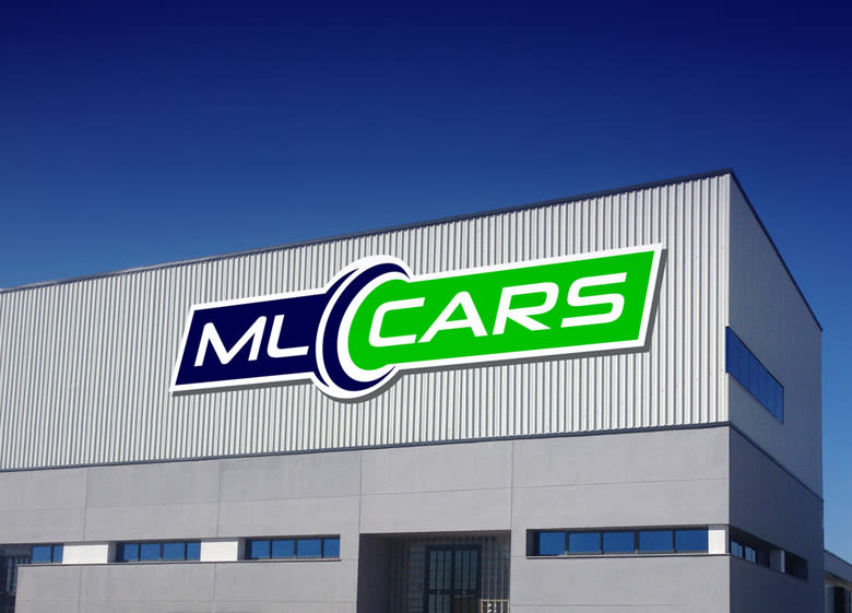 Diseño de logotipo para ML CARS, un centro ubicado en la provincia de Huelva y dedicado a la compra venta de vehículos de segunda mano y ocasión. 1