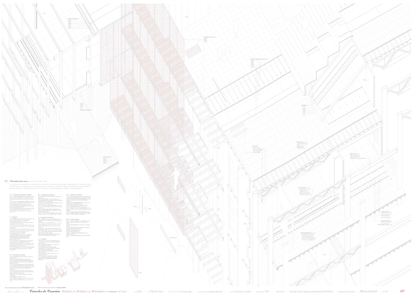 Creation Conector! | Working space for creatives in an old industrial site in Madrid, majoring in sustainable design | ETSAM 2015 | Final architectural thesis 9