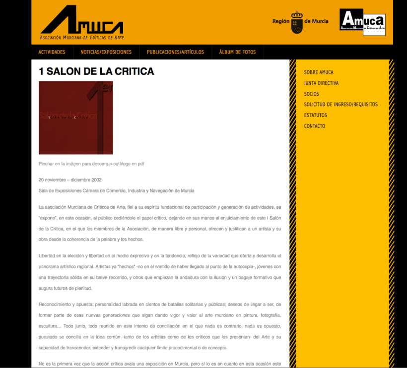 web AMUCA, Asociación Murciana de Críticos de Arte -1