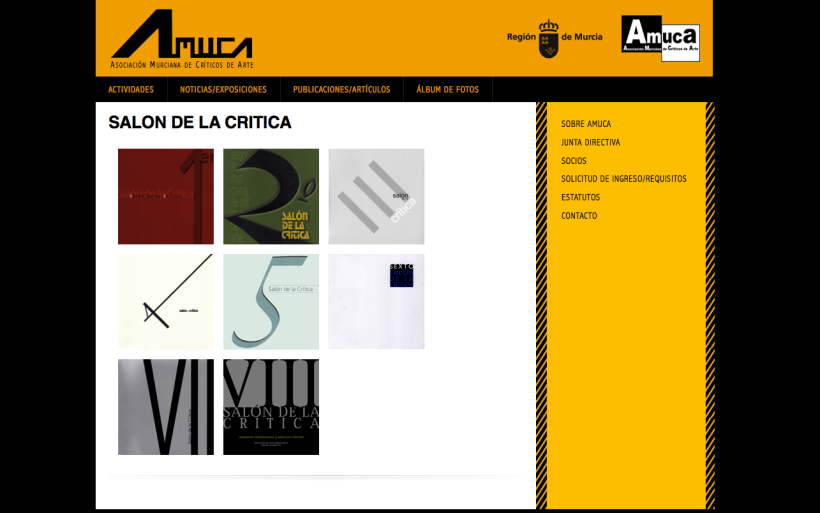 web AMUCA, Asociación Murciana de Críticos de Arte 1