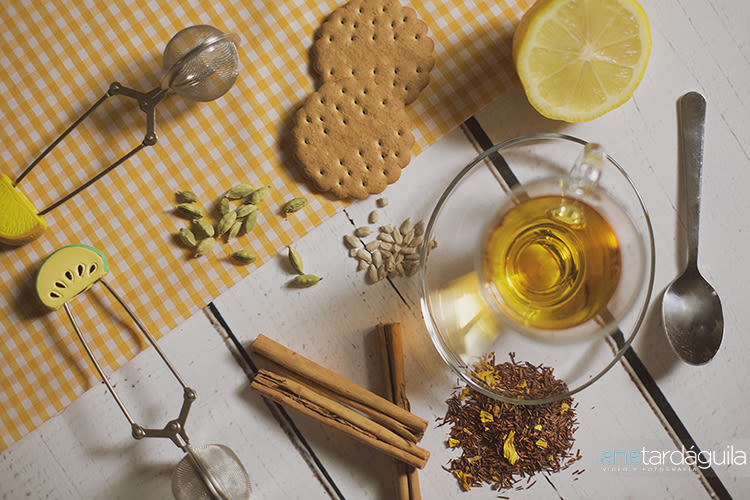 Fotografía de producto. Té de limón y canela y té de manzana y cardamomo -1