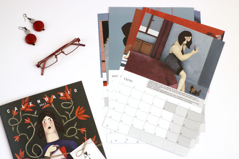 Calendario ilustrado con relato 'Amor Rojo' para 2017 2