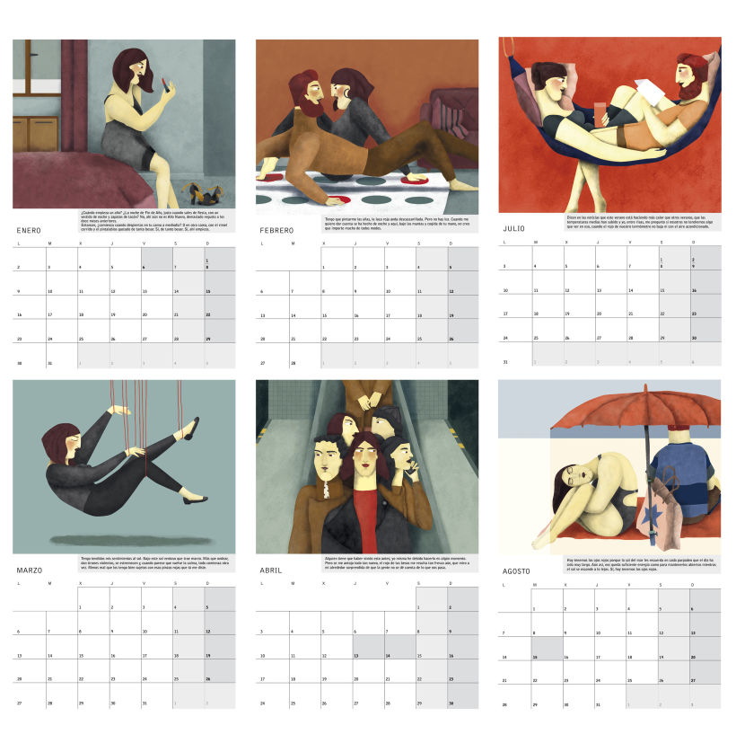 Calendario ilustrado con relato 'Amor Rojo' para 2017 3