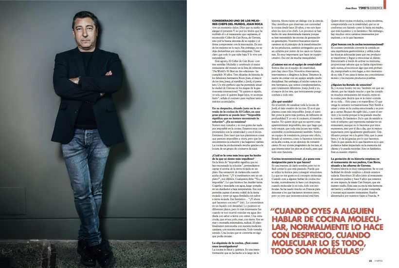 Entrevista al chef catalán Joan Roca para la revista Dapper. Octubre 2016 0