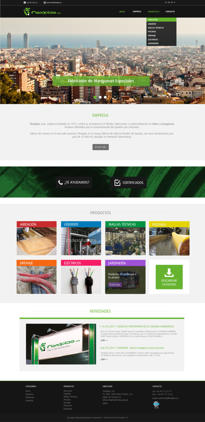 Diseño de la portada de la web corporativa para 'Flexiplas' 0