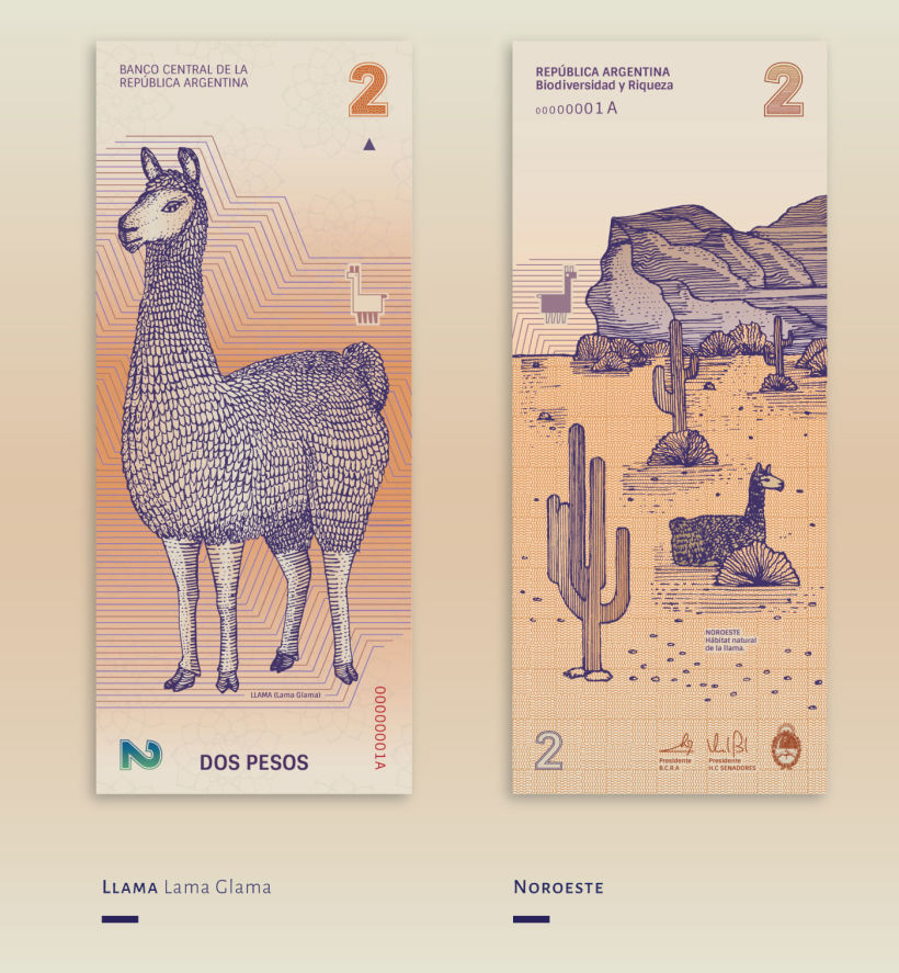 Billetes que muestran la biodiversidad argentina 1