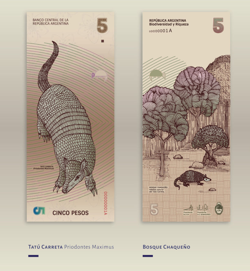 Billetes que muestran la biodiversidad argentina 3