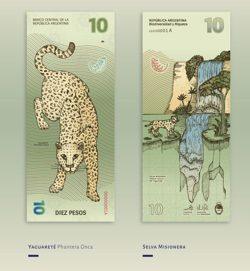 Billetes que muestran la biodiversidad argentina 4