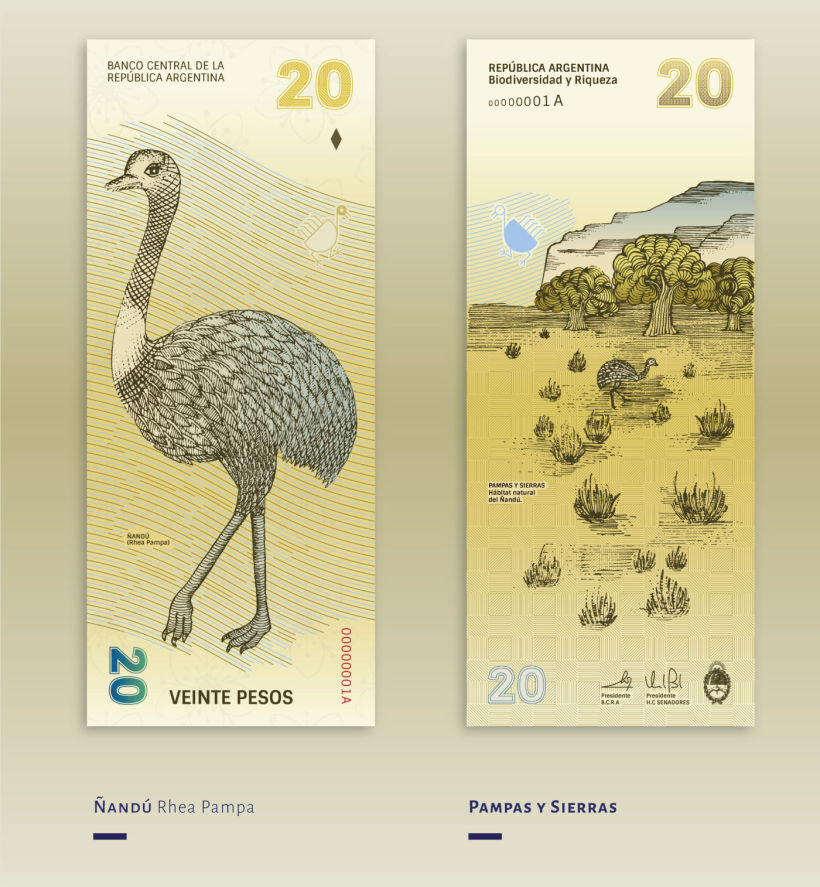 Billetes que muestran la biodiversidad argentina 6