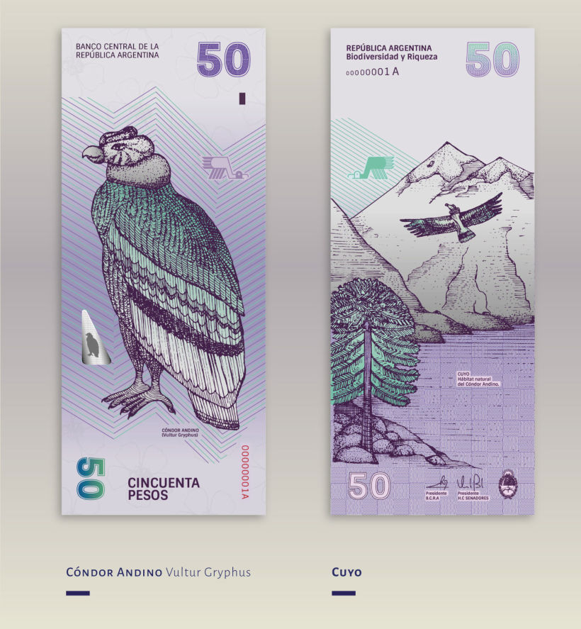Billetes que muestran la biodiversidad argentina 7