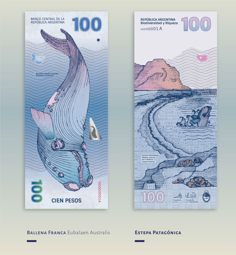 Billetes que muestran la biodiversidad argentina 8