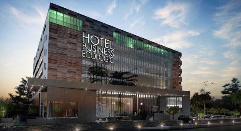 Visualización 3D del Hotel Business Ecologic en Tánger 1