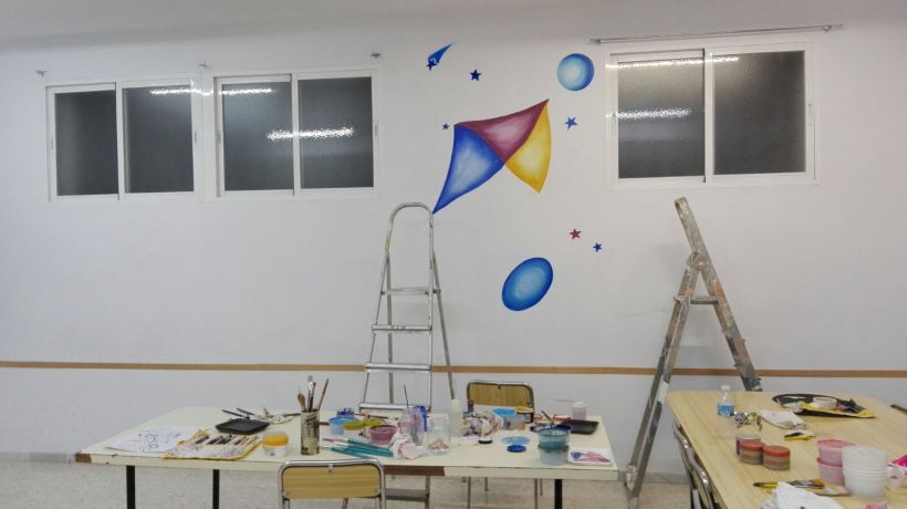 Pintura Mural "Proyecto Cometa"en la "Parroquia Nuestra Señora de la Paz"Sala Jóvenes.Granada.2017 2